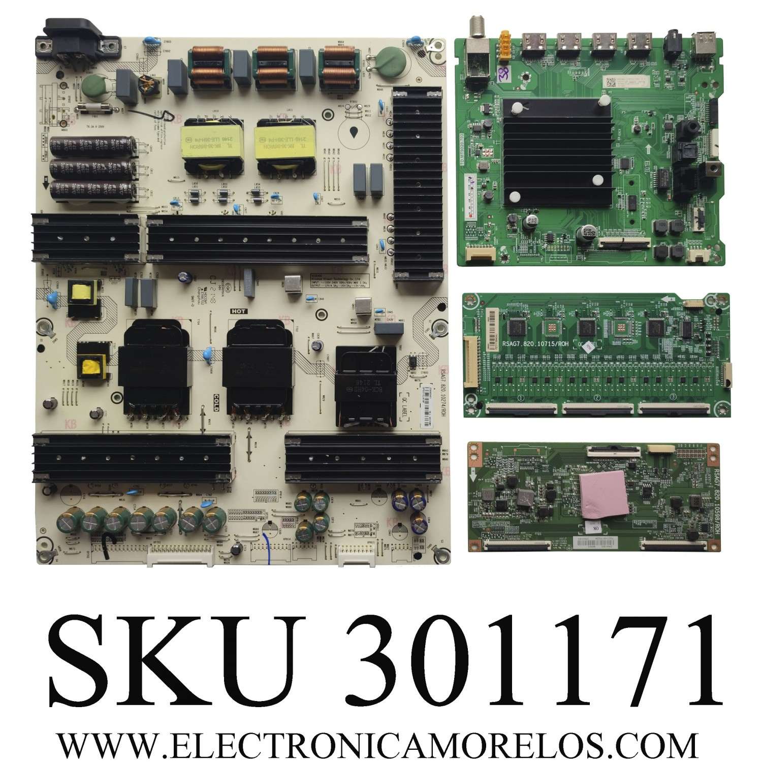 KIT DE TARJETAS PARA TV TOSHIBA / MAIN 309315 / TD.MT020.703 / 309316 / FUENTE 299041 / RSAG7.820.10274/ROH / T-CON 296182 / RSAG7.820.10598/ROH / LED DRIVER 296851 / PANEL HD750Y3U72-TAL5KT/S0/GM/ROH / MODELO 75M550KU